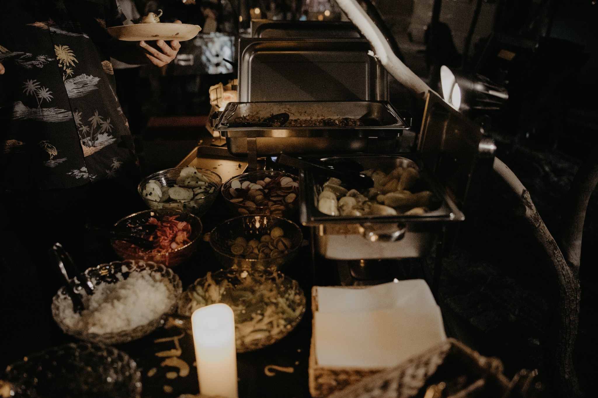 Fresh toppings and buffet presentation at a catered event